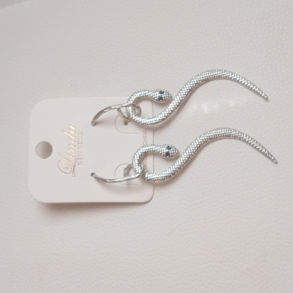 Silver Snake Earrings